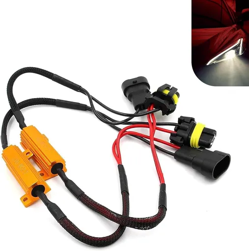 2 PCS Car LED Light Decoders, 9006/HB4 Plug and Play Warning Error Eliminator, Anti-flicker Load Resistor Harness Adapter, Universal Bulb Retrofit Fault Cancel Device for Cars (Black)