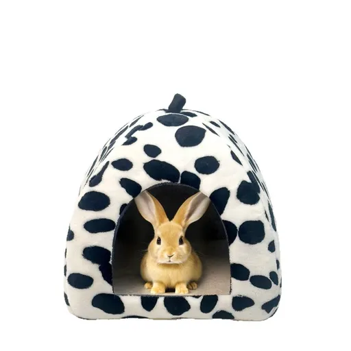 Guinea Pig Bed, Guinea Pig Warm Hideout House Accessories Cozy Bed for Small Animals Hamsters Chinchillas Dwarf Bunnies Hedgehogs（Black and white dots）