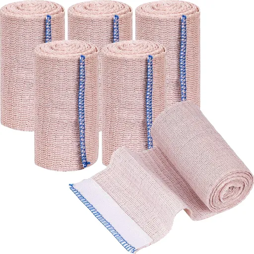 Premium compression bandages Pack of 6 elastic bandages - self-adhesive - for injuries to wrists, ankles, hands, knees, elbows, shoulders, feet - washable and reusable - 10 cm wide - 1-7 m long - stretches up to 4-5 m