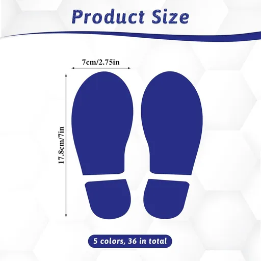 18 Pairs Colorful Floor Decals - Size Shoes Footprints for Classroom & Office - Guide Directions