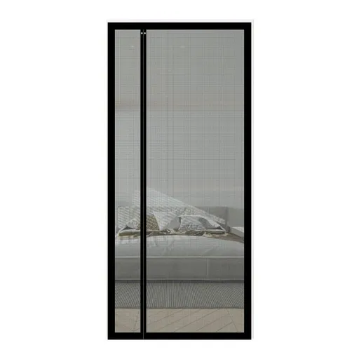 Durable Magnetic Mosquito Net Door Self-Adhesive Side Opening Curtain Removable Insect Fly and Cat Proof, 100x210cm, Black