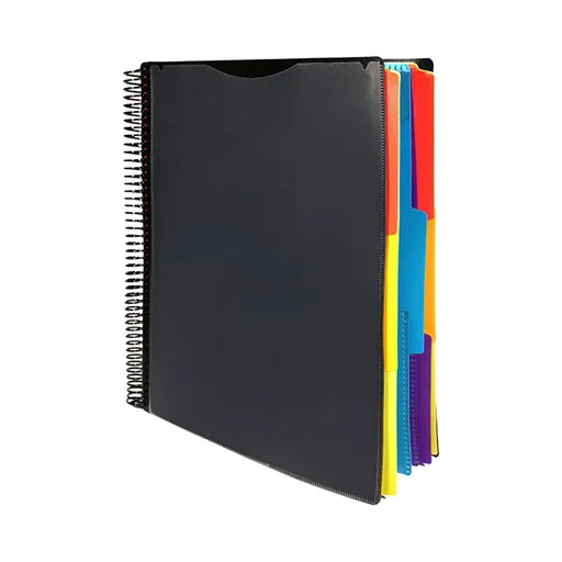 6 Page Spiral Binder Project Organizer, pocket folder with assorted tabs and letter size design for school office and document storage