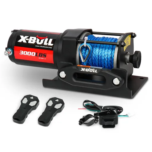 Electric Winch 12V 3000lbs Synthetic Rope with 2 Wireless Remotes for Boat ATV UTV 4WD