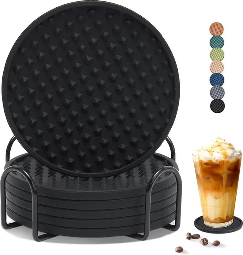 Silicone Drink Coasters with Holder Tabletop Protection