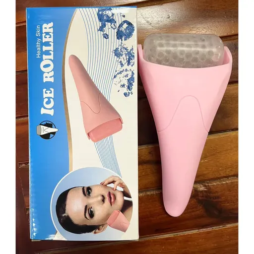 Ice Roller Gel Cooling Head Light Pink Ergonomic PP Handle Reusable Facial Massage Tool