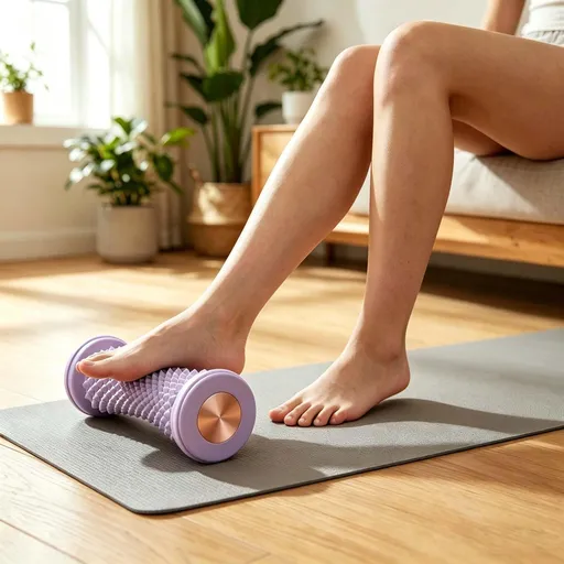 Foot Massager Roller for Plantar Fasciitis Relief - Home Muscle Recovery Tool with Acupressure Nodes, Versatile for Full-Body Soothing After Workouts or Long Days on Feet (Purple)