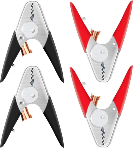 Jumper Cable Clamps Heavy Duty 4 Pcs, Battery Clamps 1100A Jumper Cable Ends 6 Inch Battery Charger Ends Alligator Clips Electrical for Replacement Under 0 AWG Wires 12V/24V by