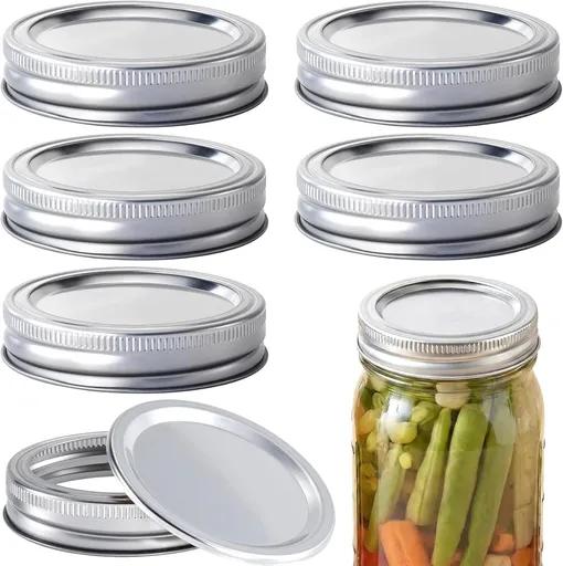 12pcs Canning Lids with Rings for Ball, Split-Type Ball Jar Lids Rings, Leak Proof Canning Lids for Regular Mouth Ball Jar Food Storage- Silver