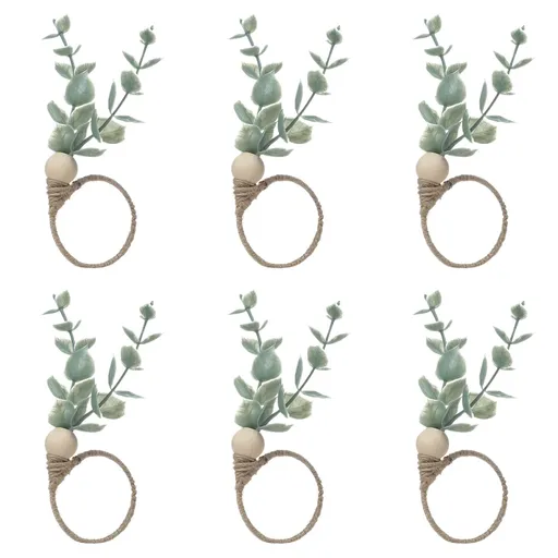 Rings Set of 12, Farmhouse Napkin Rings Eucalyptus Napkin Rings Wooden Napkin Rings Spring Rustic Green Leaf Napkin Rings