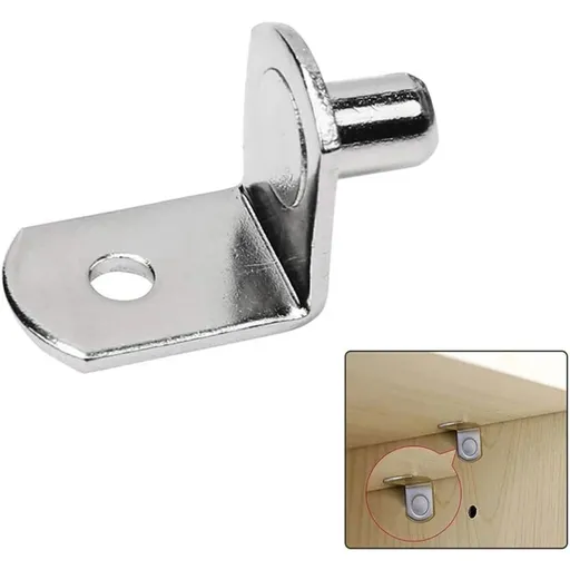 1 Pack Shelf Pins, L shaped metal support pegs for bookshelves kitchen cabinets and cupboards, Silver, 1.08 x 0.5 x 0.63 inches