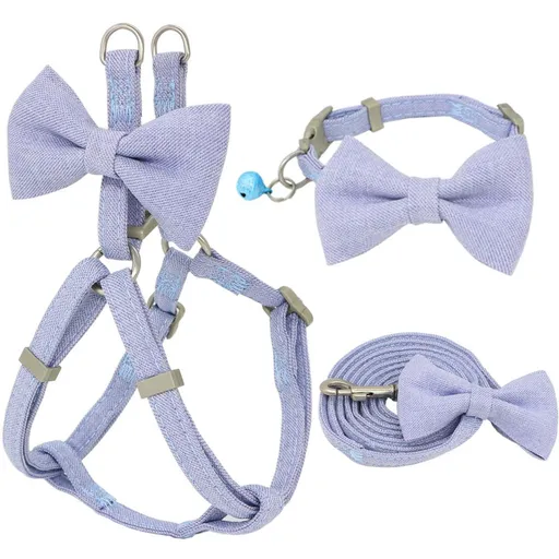 Zichen Dog Leash Harness Set Polyester Small Medium Blue (3-piece set) suit M(recommended 4-7.5kg )