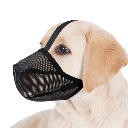 Dog Muzzle, Soft Mesh Covered Muzzles for Small, Medium, Large and Dogs, Muzzle with Adjustable Straps, Prevent Barking (Black)