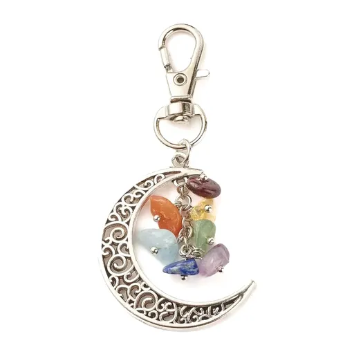 Pendant Keychain with Natural Colorful Gemstones - Multifunctional Inspirational and Motivational Jewelry Accessory Key Chain