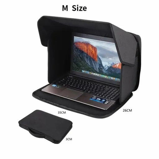 Laptop Sun Shade and Outdoor Privacy Hood - Fits Laptops up to 14 Inches Size M - Anti-Glare Screen Shield, Portable Foldable Design, Remote Work Essential for Park Beach and Outdoor Office Use