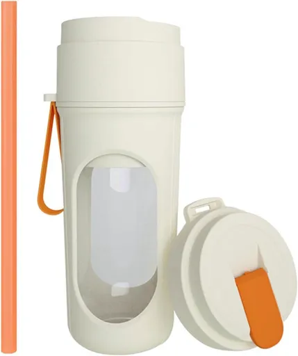 Portable Electric Juicer 450ml, USB Rechargeable Mini Blender for Smoothies and Shakes, Home and Travel Use, Orange