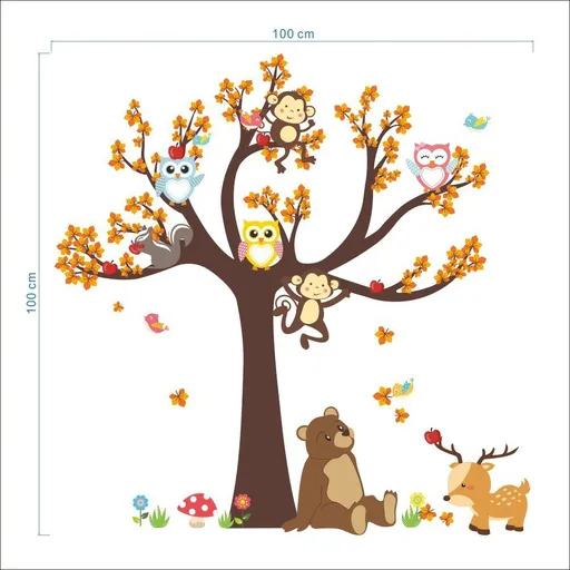 Creative Cartoon Family Owls On The Brown Tree Wall Decals Removable Wall Stickers Wall Art Decor Murals Animals Wallpaper