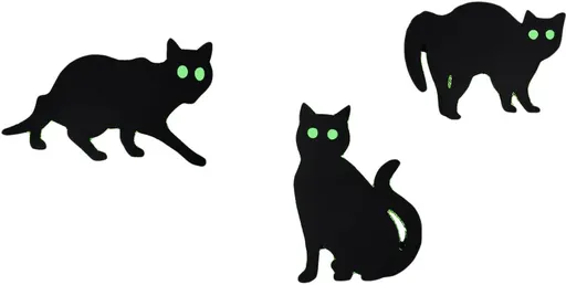 Halloween Decorations 3 Piece Black Cat Garden Signs Glow in the Dark Weather Resistant Outdoor Decor