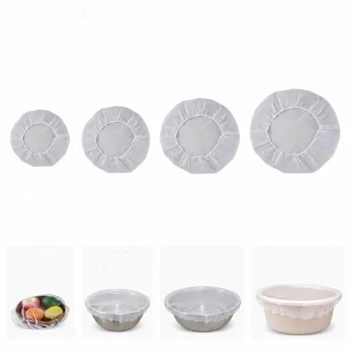 4 Pack Mesh Food Covers for Bowls Trays, Elastic Reusable Fine Mesh Fruit Vegetable Protector Net Covers 4 Sizes Fit 20-80cm Dishes
