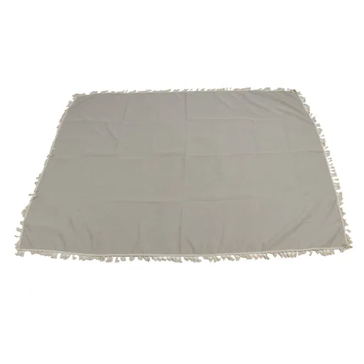 Rectangle Tablecloth Polyester Fiber Decorative Table Cover with Tassel Lace for Home Restaurant Hotel Beige Gray 140x180cm/55.1x70.9in