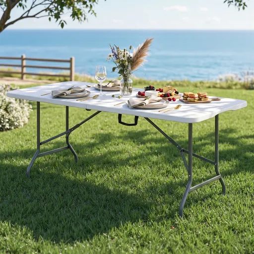 Gardeon 180cm Folding Table Portable Fold-in-Half with Handle Camping Picnic