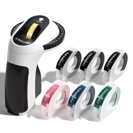 6 Rolls 3D Portable Label Printer for Home, Black, with Label Tape, Easy to Use