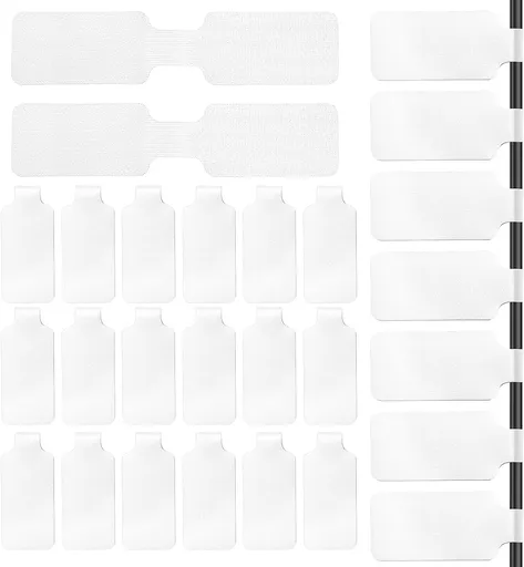 60 Pcs Cable Labels, White Nylon Self-Adhesive Wire Labels, Writable Reusable Cord Tags Electrical Panel Label Cables Markers for Electronics Computer Management and Identification, Home, Office