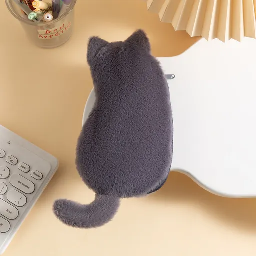 Grey 3-Pack Adorable Plush Cat Pencil Case Set - Large Capacity Kawaii Kitty Shape Stationery Pouch for School, Office and Students