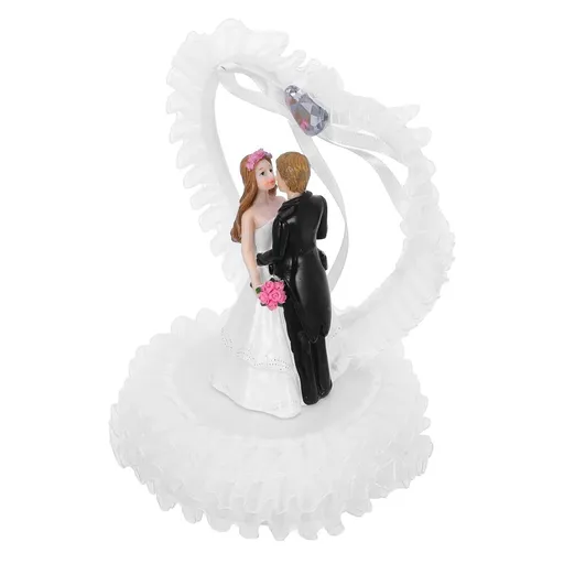 White Resin Wedding Cake Topper Romantic Bride Groom Figurine Decorative
