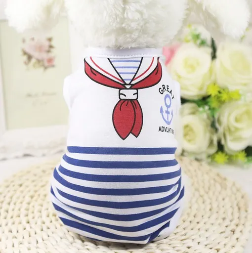 Shine Navy Stripe Pet Vest Dog Cat Polyester Clothing Vest-Navy Stripe Blue M