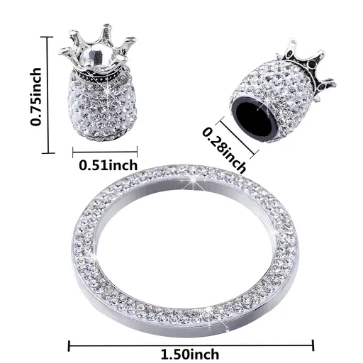 Start Ignition Button Cap Crystal Interior Ring Tire Air Cap Crown Stickers Decor Bike Air Cap Tire Caps Rhinestone