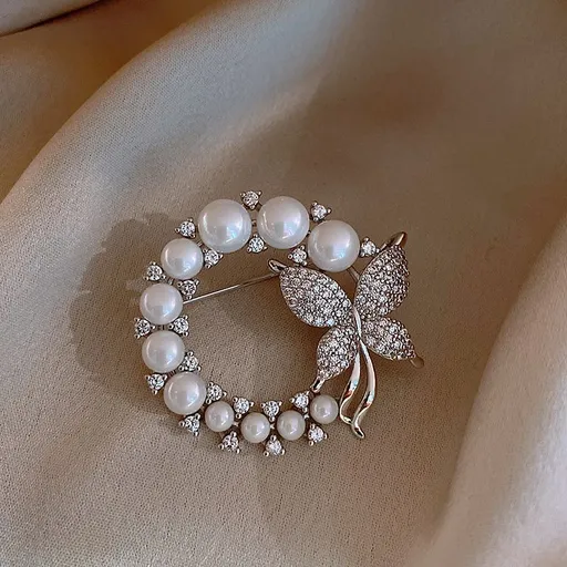 Alloy Butterfly Brooch for Women Electroplated Silver