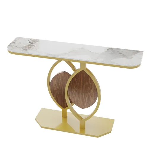 Noble and Elegant Sintered Stone Console Table Hallway Table with Strong Metal Frame