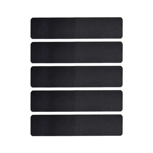 5 Pack PVC Outdoor Stair Treads, Waterproof Non Slip Adhesive Grip Strips for Steps Floors and Entryways, Black, 24 x 4 in