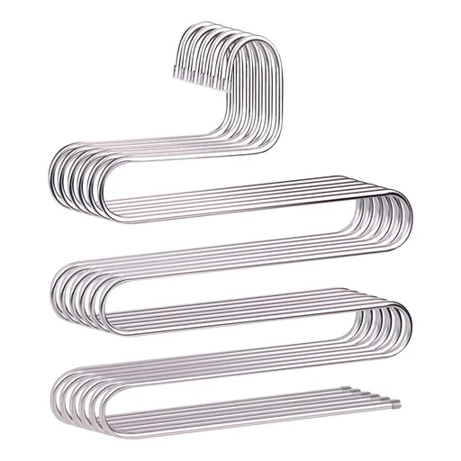 Pants Hangers Non-Slip S-Shape Trousers Hangers Stainless Steel Clothes Hangers Closet Storage Organizer for Pants (6 Pack )