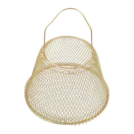 Iron Foldable Portable Basket Small Size for Kitchen Storage Gold