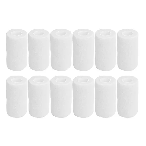 12Pcs Bandage Wrap Natural Latex Elastic Self Adhesive Wrap for Cows Dogs Horses 10cm White