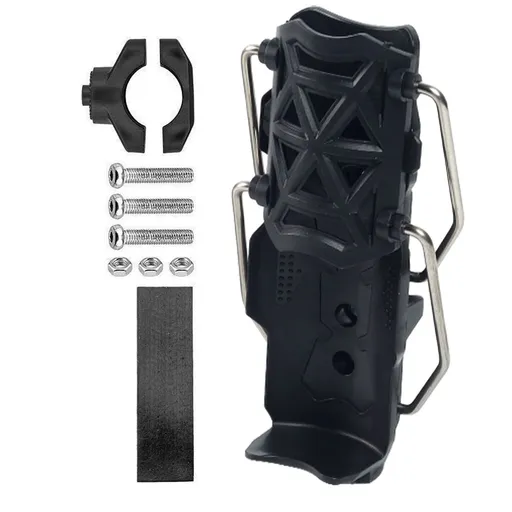 Black Universal Motorcycle Bike Cup Holder - Self-Adaptive Rotating Water Bottle Cage, No-Drill Handlebar Mount for Scooter E-Bike, Shockproof Secure Grip,Maximum fits water cups up to 85mm
