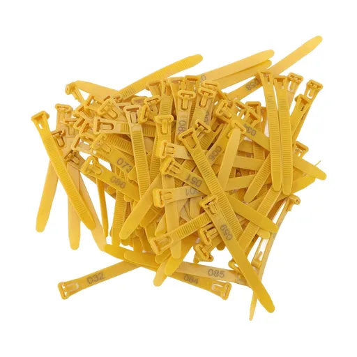 100pcs Chicken Leg Bands Adjustable Fadeless Numbered Poultry Identification Leg Tags for Duck Goose Yellow