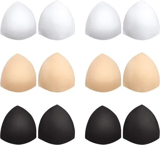 Bra Pads Inserts 6 Pairs, Bra Cups Inserts, Removable Breast Enhancers Inserts for Women (Beige, Black, White)