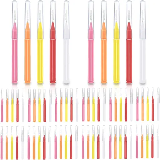 75 Pieces Braces Brush for Tooth Dental Flossing Toothpick Interdental Cleaning Oral Tool Hygiene Bendable Flosser Head Cleaner 5 Colors Floss