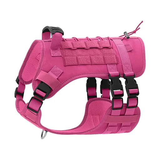 M size Red Tactical Dog Harness for Large Dogs - Oxford Fabric No Pull Vest , Reflective Strips and Adjustable Straps - Heavy Duty Outdoor Walking Gear for Medium to Large Breeds