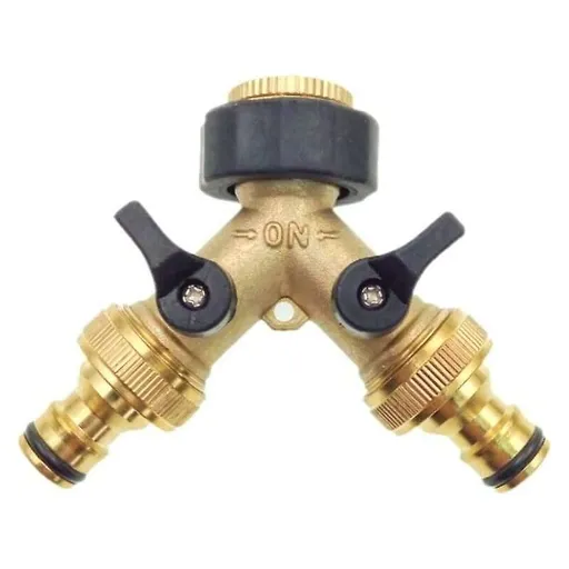 2 Way Y-Shaped Diverter For 3/4" Supply Hose With Separate On/Off Valve For Home Kitchen Garden Outdoor