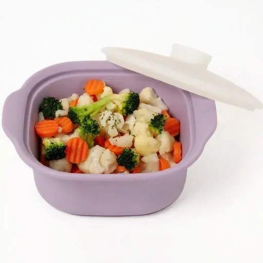 Multipurpose Platinum Silicone Steamer Pot – Food-Grade, Freezer-to-Oven Safe, Microwave & Dishwasher Friendly for Meal Prep, Baby Food, and Everyday Cooking (900ml, Purple)