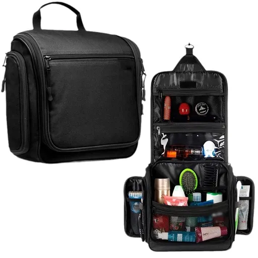 Travel Toiletry Bag for Men and Women - (12.20× 3.15 × 10.63 ”) Large Hanging Toiletry Organizer , with Sturdy Zippers and 19 Compartments for Toiletries
