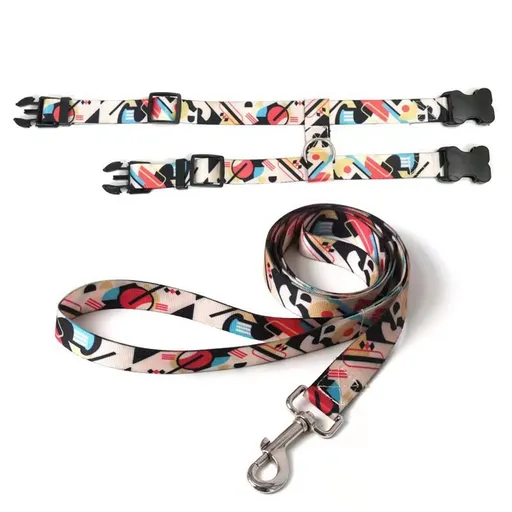 Adjustable Nylon Pet Harness Cat Dog Leash Black S