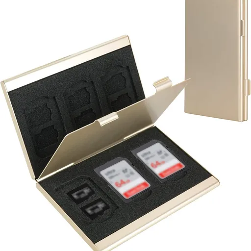 Gold High-Quality Aluminum SD & TF Card Case – Premium Storage Solution for Memory Cards(Memory card not included)