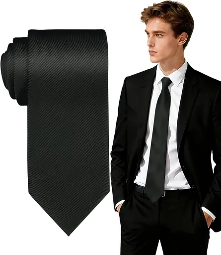 Ties for Men, Solid Color Neckties, Mens Black Tie, Neck Ties Formal for Wedding, Business, Party