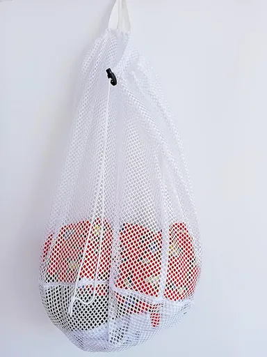 Small Commercial Mesh Laundry Bag with Handle and Drawstring for Dormitory, Travelling, College,Apartment, Camping, RV, Machine Washable, Hanging Mesh Bag,20×17inc