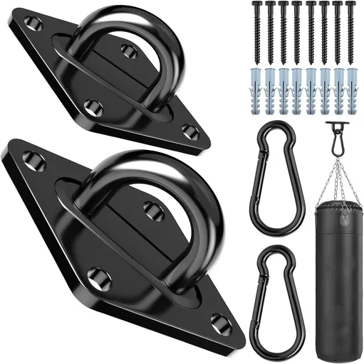 Heavy Duty Black Hammock Hooks Screws Bolts Included, Over 1700 lb Rust-Resistant Swing Hook Hardware, M10 Hanging Kit or Porch Yoga Seat Trapeze (Indoor/Outdoor)