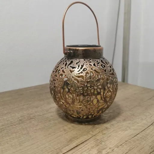 Solar Lanterns Outdoor Hanging Decorative Lights for Garden Patio Porch Decorations. (Bronze) with handle